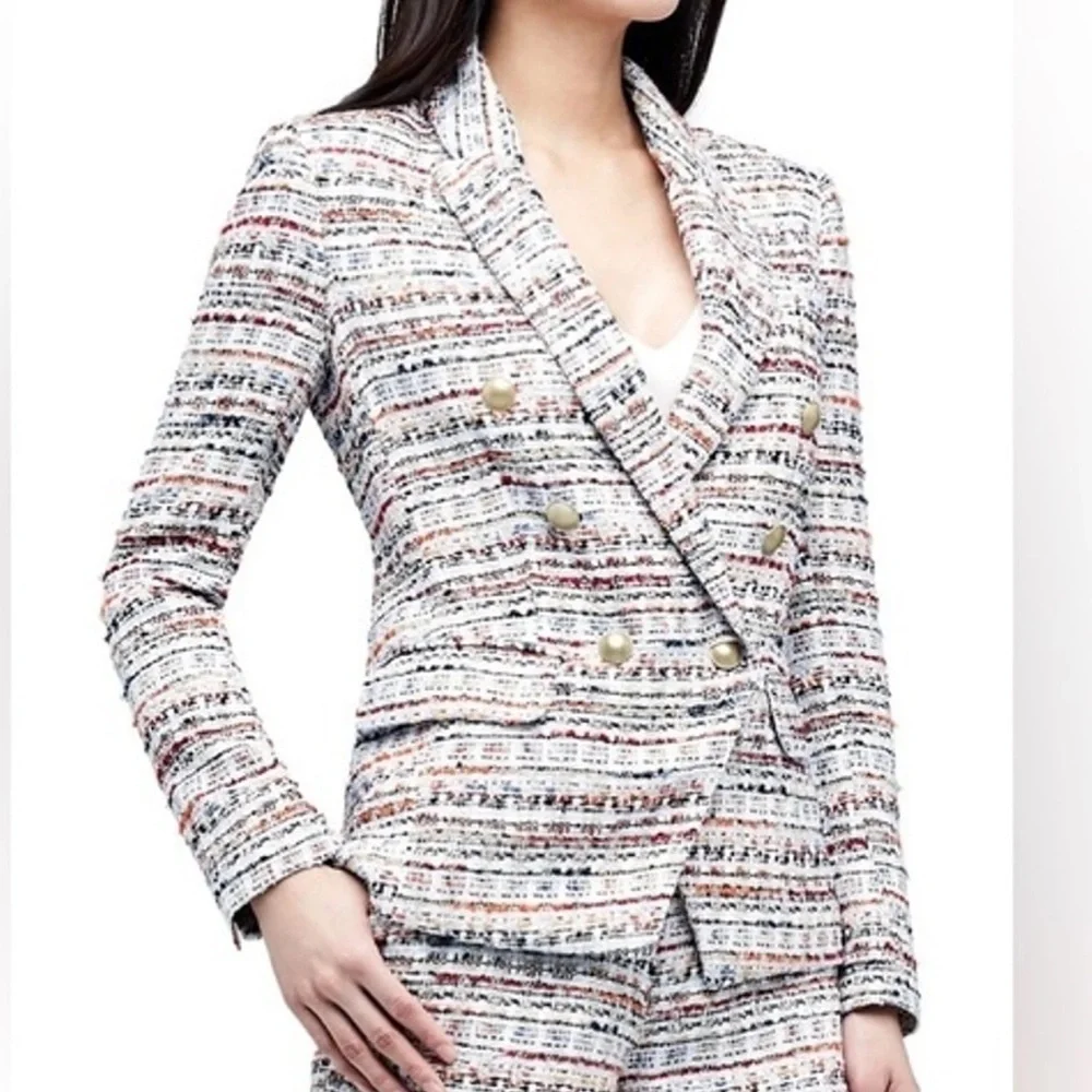 L'AGENCE Kenzie Tweed Double Breasted Blazer Corporate Work Office Career Size 2 - Picture 13 of 15